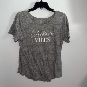 Old Navy Gray 'Weekend Vibes' Short Sleeve Tee